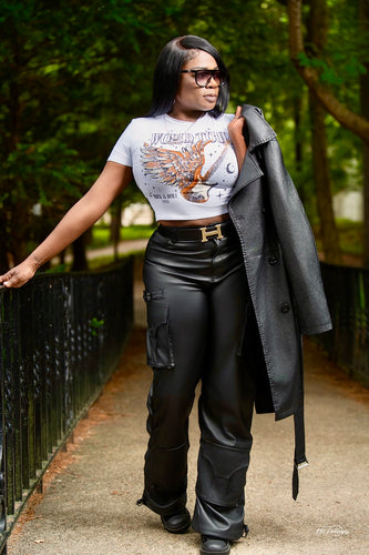 PU leather Cargo Pants