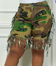 Load image into Gallery viewer, Camo Fringe Shorts