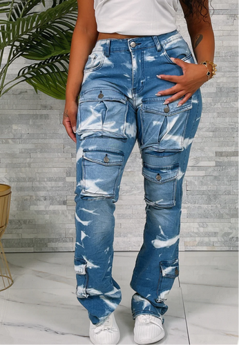 Dyed Cargo Stacked jeans