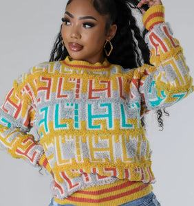 Print Oversized Knit Sweater