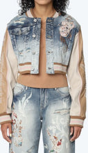 Load image into Gallery viewer, Varsity Denim Jacket