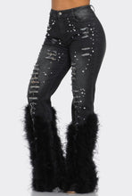 Load image into Gallery viewer, Distressed Pearl and Embellished Feather detail Jeans