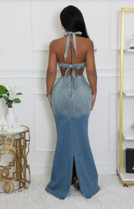 Denim Ombre’ Tie-back Dress