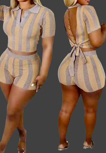 Striped Open Back 2 Piece Set