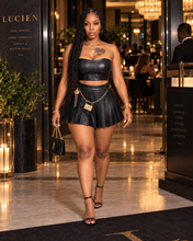 Load image into Gallery viewer, Black leather two-piece