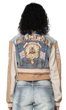 Load image into Gallery viewer, Varsity Denim Jacket