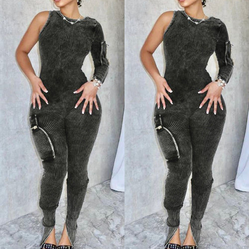 Big pocket ribbed jumpsuit